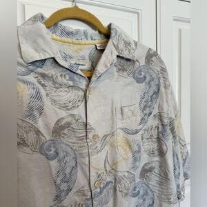 Tommy Bahama Men's Original Fit Breaking Waves Coconut Cream Silk Shirt Size Med